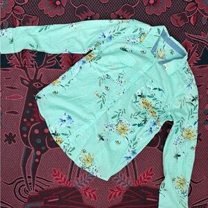 St. John's Bay Mint Green Floral Button-Down Shirt